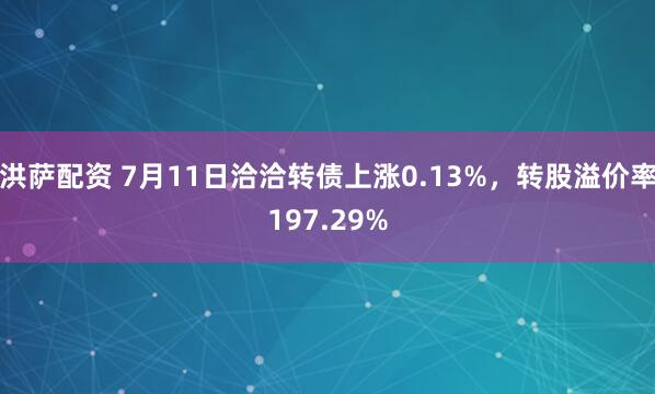 洪萨配资 7月11日洽洽转债上涨0.13%，转股溢价率197.29%